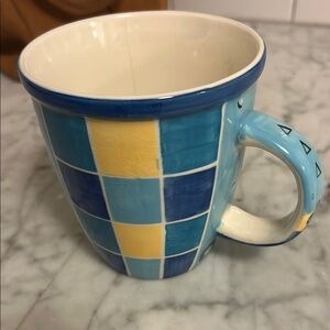Tri Delta / Delta Delta Delta Blue and Yellow Checkered Mug